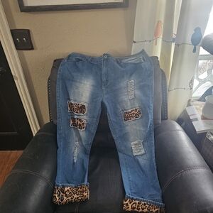 L&B Blue Jeans with Leopard Accents